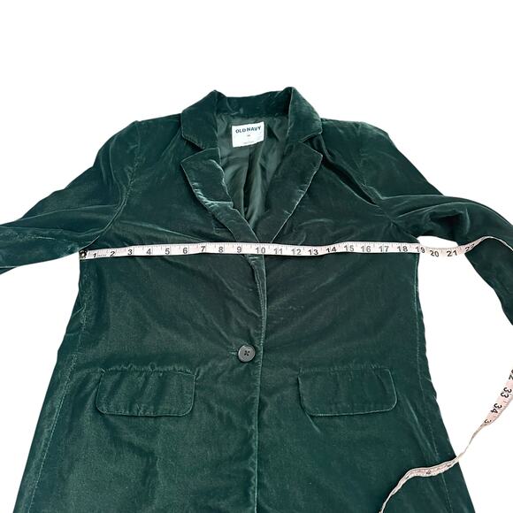 Old Navy Green Velvet Blazer XS Party Jacket One Button Lined - Picture 7 of 9